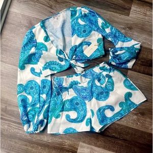Paisley blue two piece set